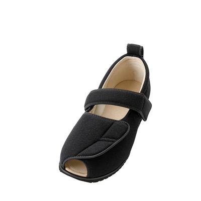 Tokutake Sangyo Ayumi Open Magic II Nursing Shoes for and Facility Size 3L Fits 3E Foot Both Feet In-Hospital Use, Black, (25.0-25.5cm),