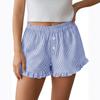 Shorts For Women Striped Button Casual Loose Pocket Shorts