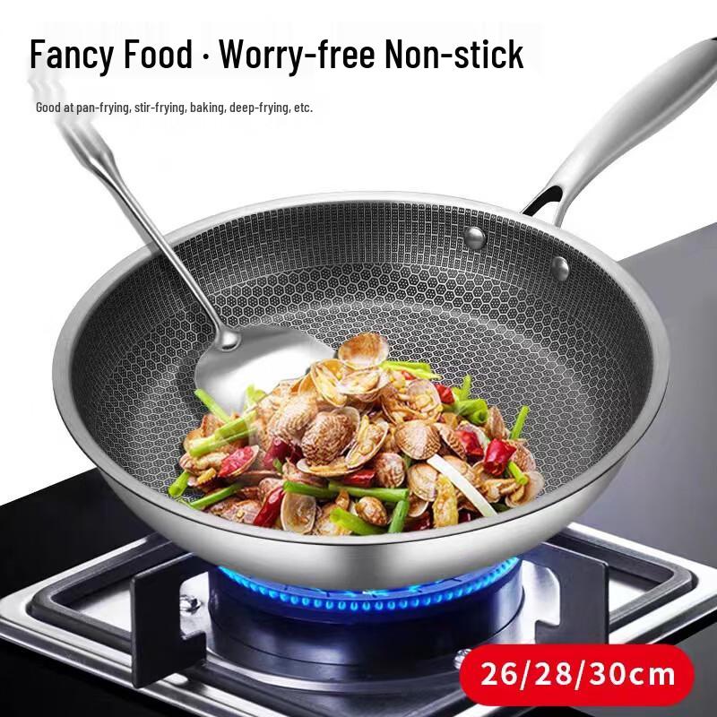 Kashicong Stainless Steel Flat-Bottom Frying Pan