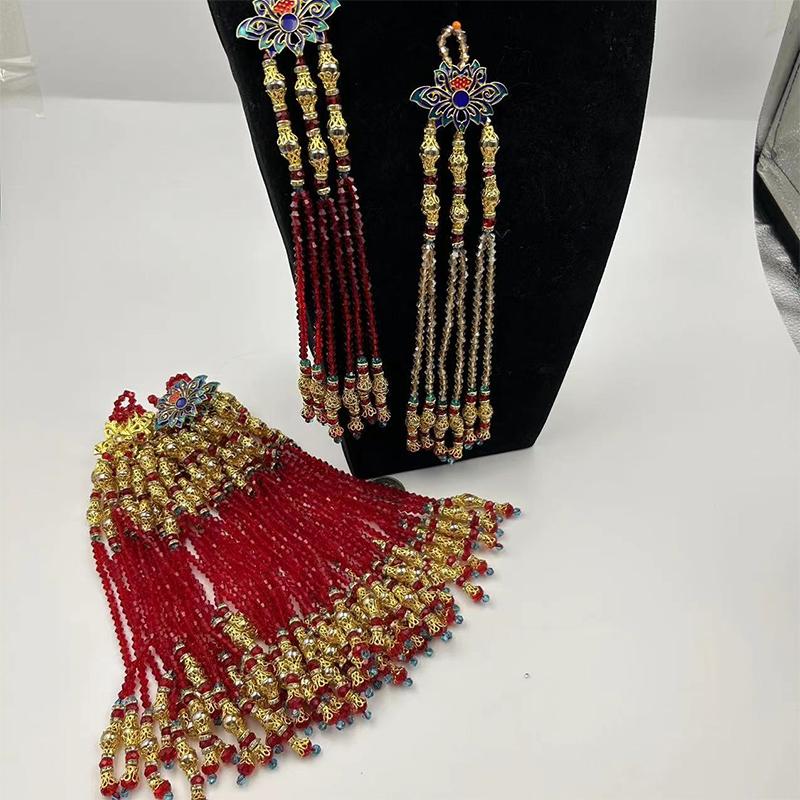 Handmade Wedding Groomsmen Hanfu Embroidery Zipper Tassel Cheongsam Pendant Diy Hairpin Bead Stringing Adult Alloy Glass