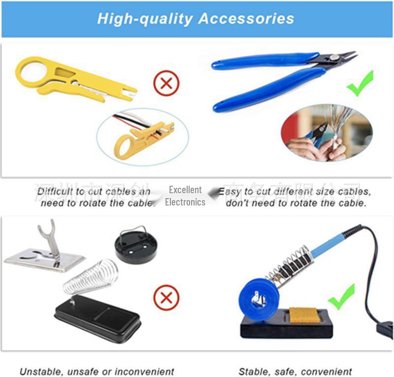 60W Soldering Iron Kit with ON/OFF Switch, Solder Sucker, Stand & PU Bag