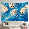 Coastal Otter Family Tapestry Blue Ocean Wall Hanging Boho Wildlife Decor Art Print Polyester Nursery Decor for Living Room Bedr