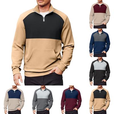 Erkek Rahat Uzun Kollu Dik Yaka Çeyrek Fermuarlı Sweatshirt
