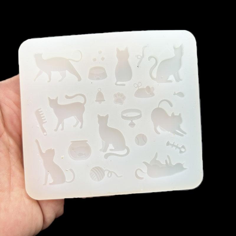 Lovely Cats Shape Silicone Mould Jewelry Tool Multipurpose for Handmade Soap Candle Cake Decoration Designs