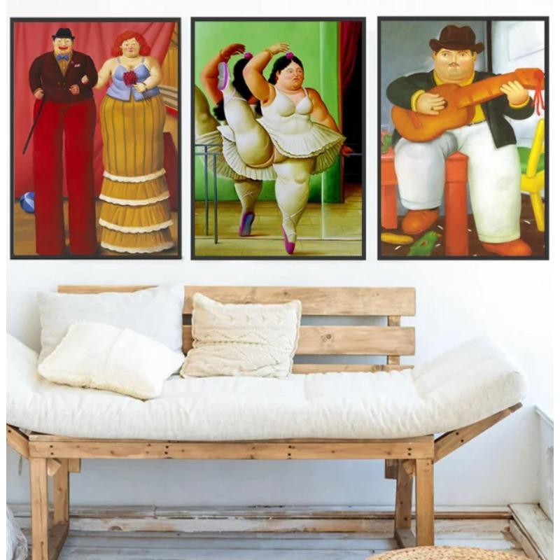 Fernando Botero Berühmte Figur Poster Abstrakt Cartoon Lustiger Tänzer Leinwandbild Nordische Wandkunst Bild für Wohnzimmer Dekoration