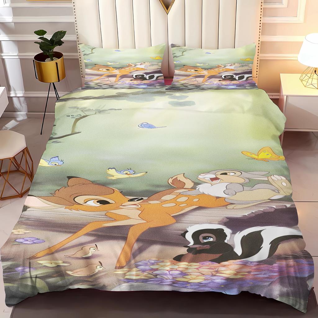 Bambi Párové povlečení Sada povlaků na přikrývku Velikost Twin 100% Polyester 3D Dětská sada povlečení 3dílná 1 povlak na přikrývku