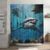 Blue Ocean Shark Bath Curtain Coral Reef Fish Decor Shower Curtain for Home Bathroom Decoration Wall Hanging