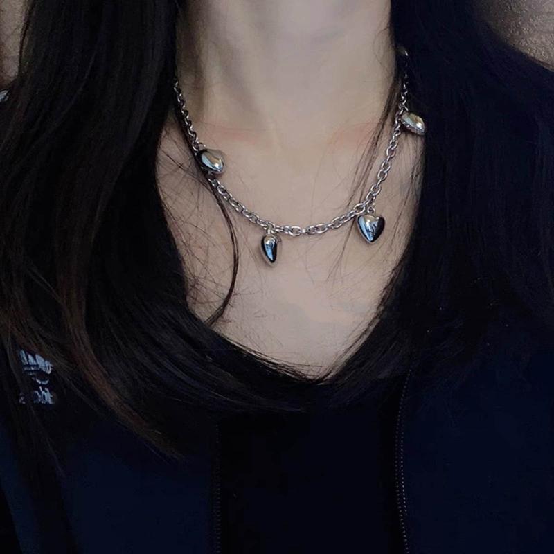 Heart Shape Designs Clavicle Necklace Love Heart Pendant Neckchains for Women Long Chains Collar Choker Party Jewelry