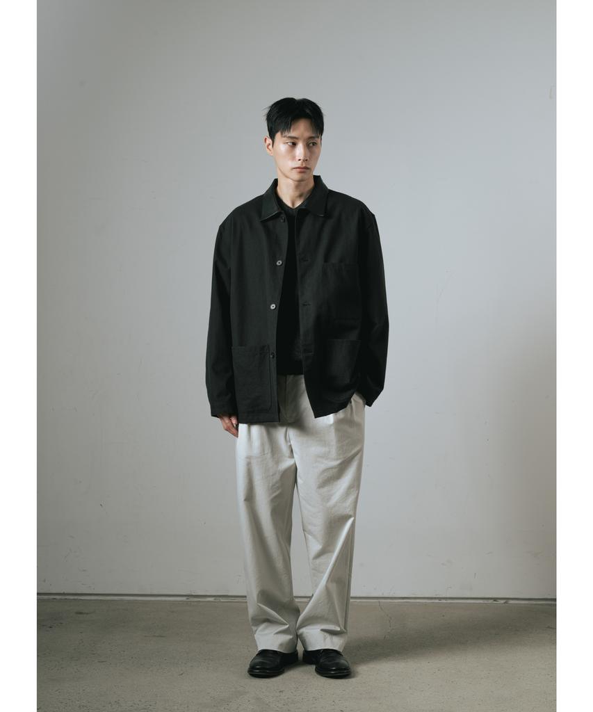 Whagi Leather Collar Coverall Jacket (Black)