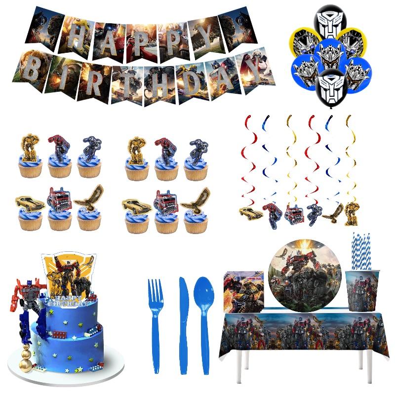 New Arrival Transformers Themed Party Supplies Decorate Your Party With Plastic Plates Paper Napkins And Tablecloth
