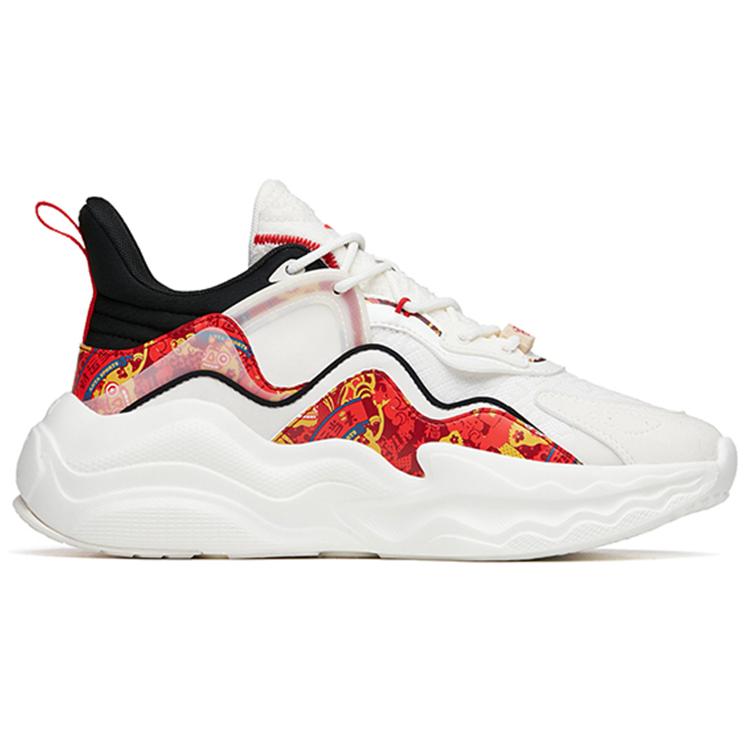 New My King Mansleep X Anta MIX4 Cushioning Anti Slip And Wear Resistant Low Top Chunky Sneakers Women's White Red 122218812-7