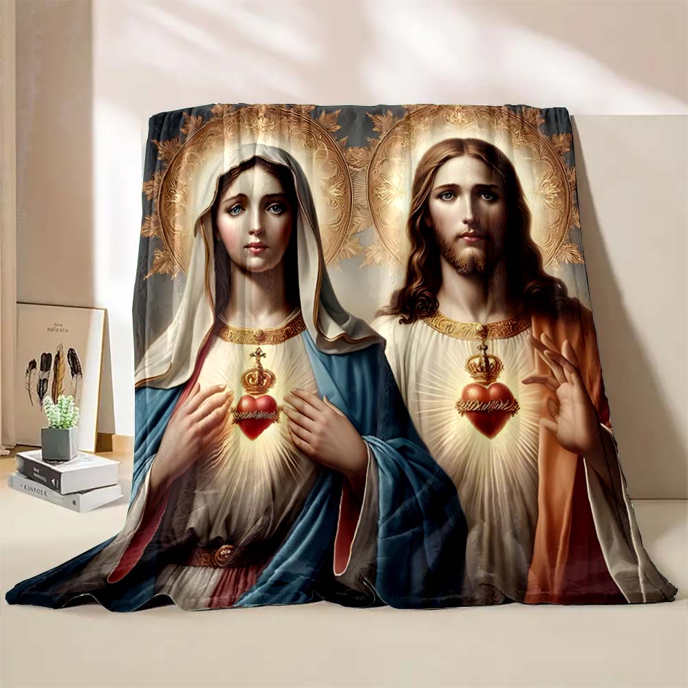 6 Sizes Jesus Virgin Maria Believer Pray Printed Blanket Soft and Comfortable Home Travel Blanket Adult and Child Warm Blanket