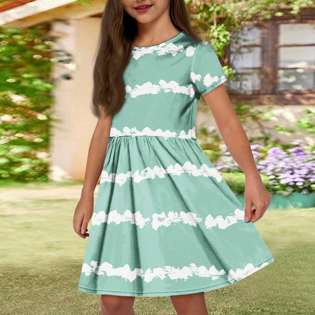 Rochie de vară pentru fete Rochie fără mâneci cu buzunar, culoare uni și cu imprimeu Rochie casual cu mâneci scurte, pentru petrecere