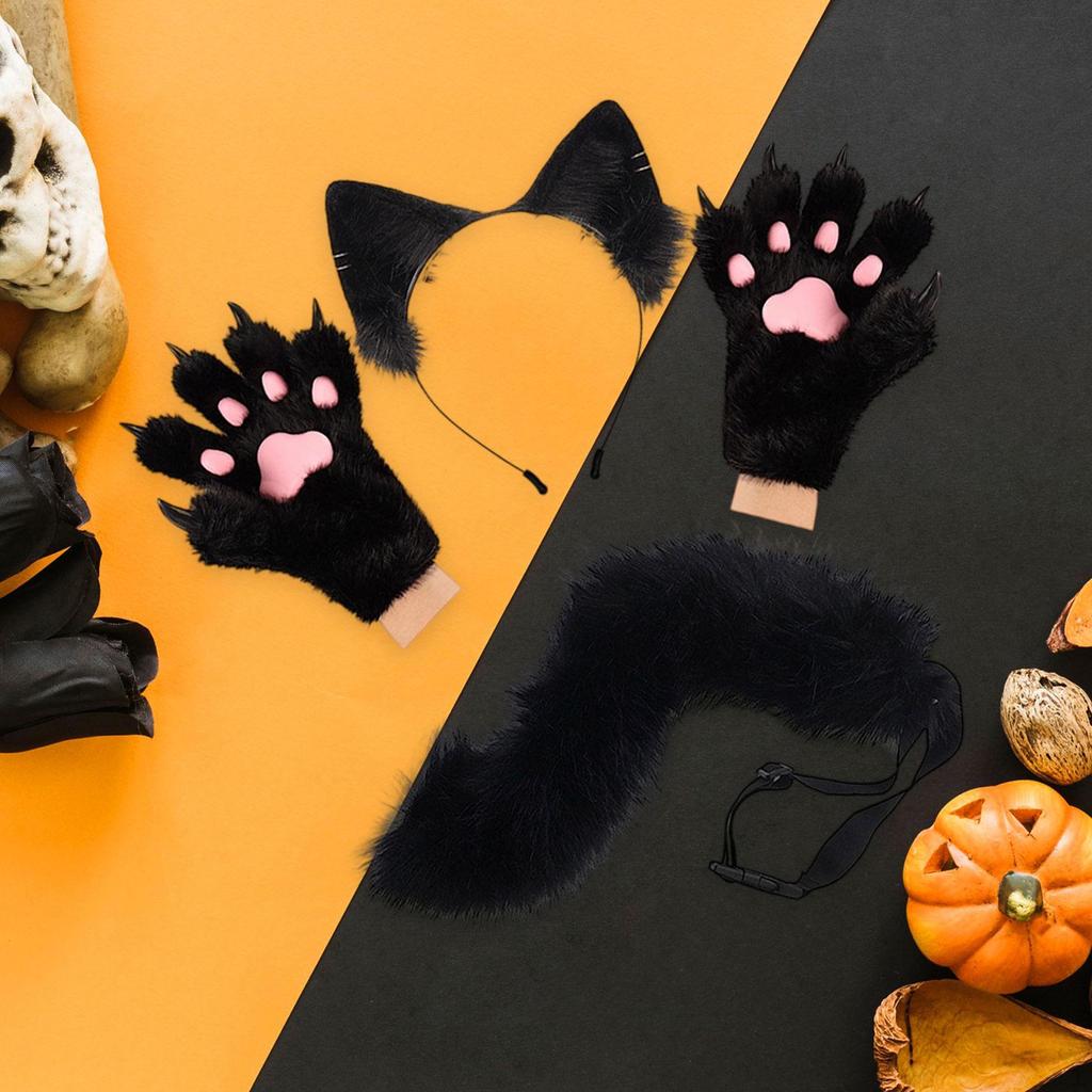 Headband Tail Gloves Set Animal Long for Birthday
