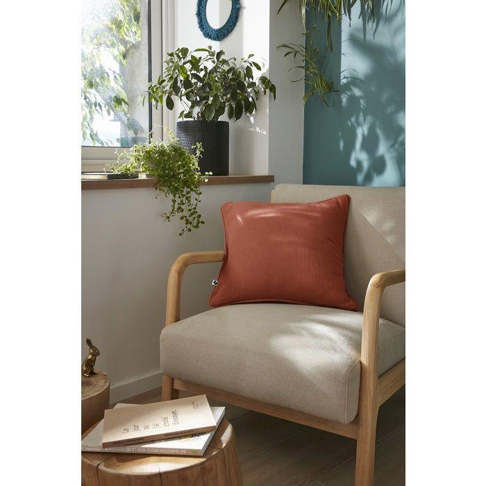 Coussin Déhoussable 45 X 45 Cm GAIA Terracotta – Gaze De Coton Avec Passepoil Élégant