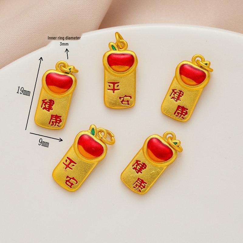 Ancient Gold Chinese Good Luck Health Charm Pendant Bracelet Necklace