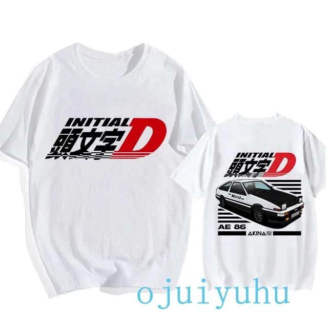 AE86 Funny Harajuku Manga T Shirt Japanese Anime Cartoon Gothic Summer Tops Initial D EU Size T-Shirt Men Graphic Tee Shirt Male