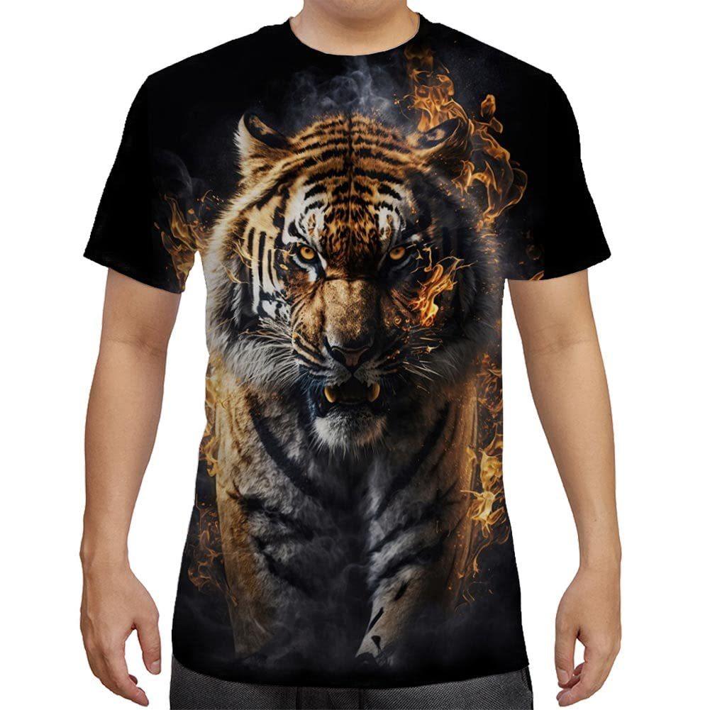 Letní Pánské Tričko s Krátkým Rukávem s 3D Potiskem Vzorů Zvířat s Kulatým Výstřihem Módní Ležérní