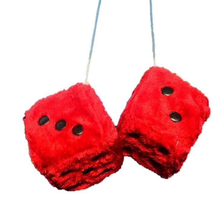 

speed mao Cute Fluffy Dice Stuffed Toy Car Mirror Decoration (Red) красный