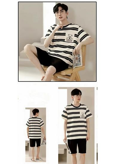 Men's Short-Sleeve Cartoon Pajama Set with Shorts