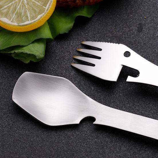 Stainless Steel k Mirror Surface 4-in-1 Food Grade Universal k Spoon Cutter Bottle Opener Camping Utensil Restaurant Supplies