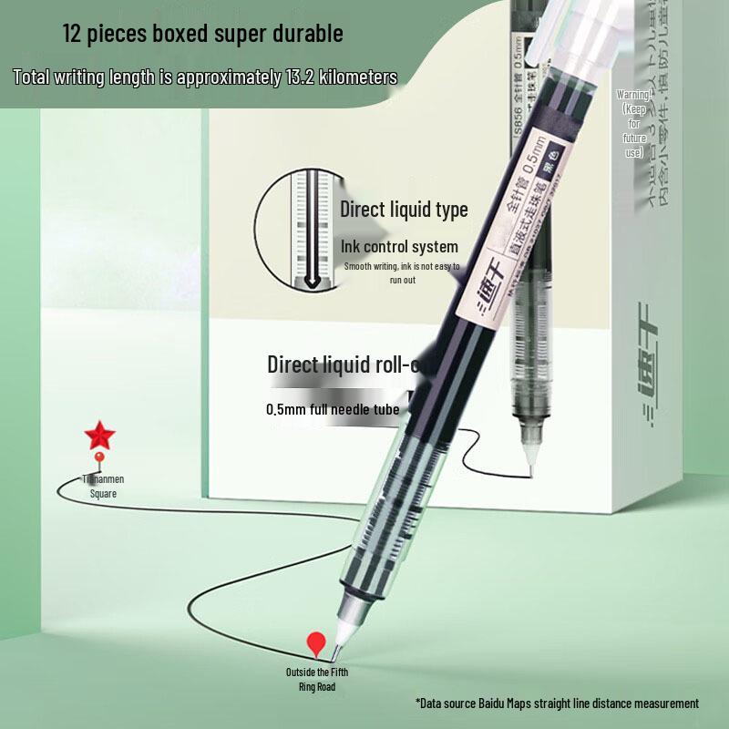 Snabbtorkande 0,5 mm Svart Gelrollerpenna för Studenter