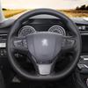 Black PU Faux Leather Steering Wheel Cover for Citroen C3 C3-XR 2015- C4 2016- Peugeot 408 2014- Traveller