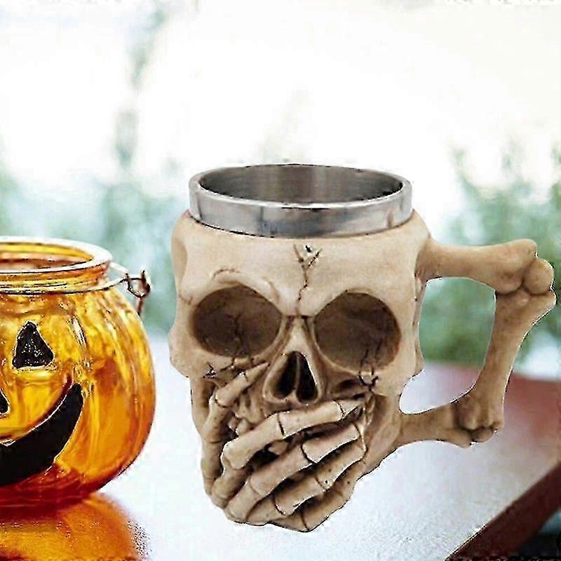 Beer Mug Wine Glass Coffee Cup 3D Stainless Steel Resin Skeleton Creative Gift~