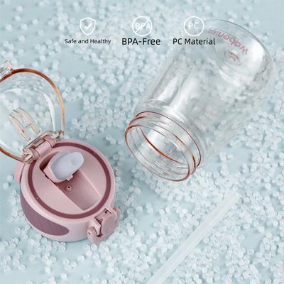 Nuevo Vaso con Pajita de Plástico Grado Alimenticio Silicona con Escala Taza Antiderrames para Niños Ligera Resistente a Caídas Botella de Agua