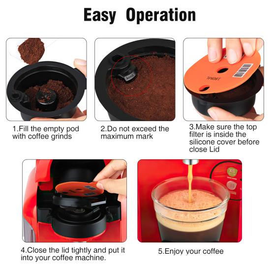 180/60ml Reusable Refillable Coffee Filter Plastic Capsule Cup Strainer Home Office Cafe Accessories