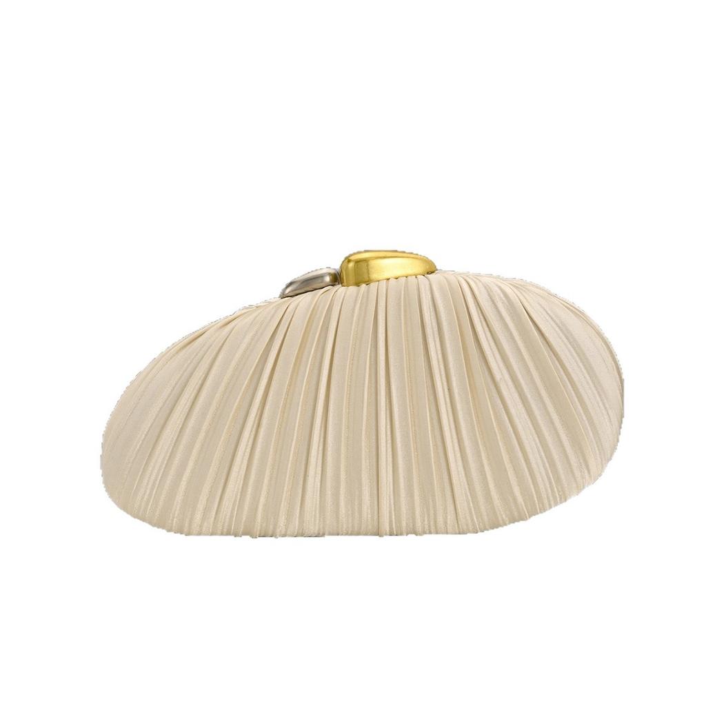 Shell Pleated Dinner Bag Pearl Hand Bag Versatile Fashion Silk Evening Dress Cheongsam Bag Light Luxury