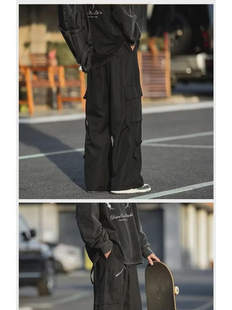 Ανδρικό Ρετρό Παντελόνι Φαρδύ Πόδι με Χαλαρή Εφαρμογή και Σχέδιο με Κορδέλες