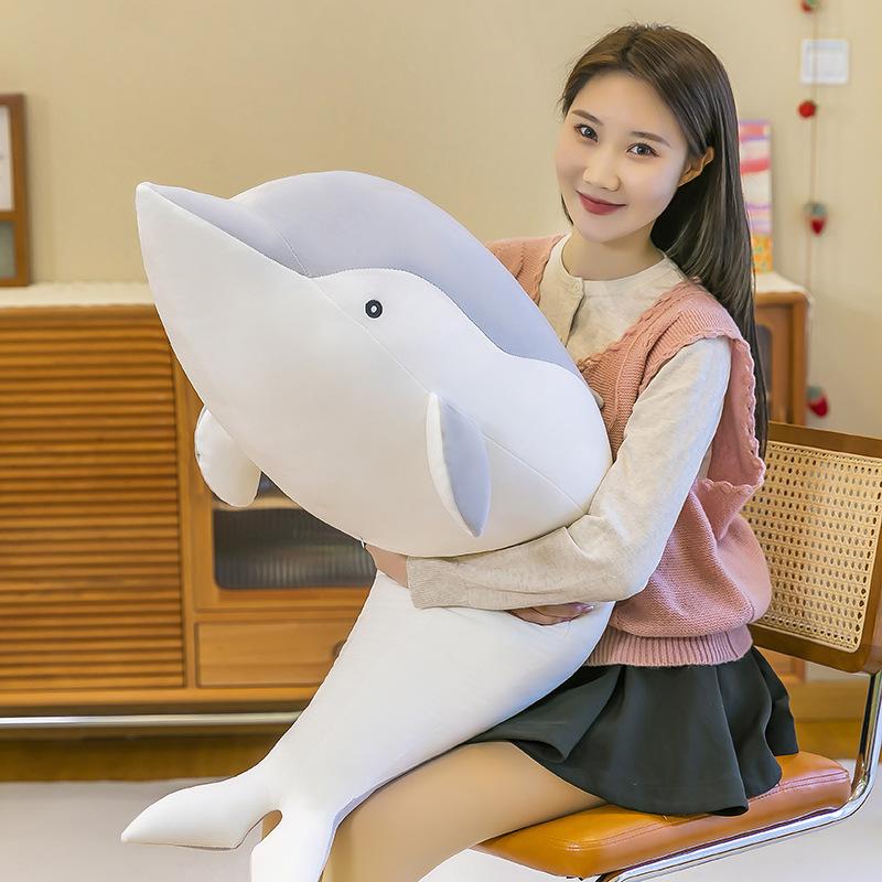 Dolphin Plush Toy Rag Doll Large Strip Sleeping Cute Throw Pillow Doll Children's Birthday Gift Female