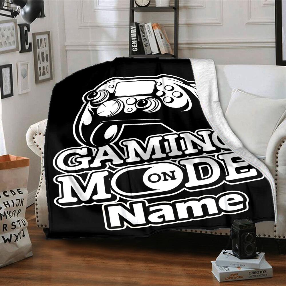 Custom Name Game Controller Theme Printed Blanket - Perfect for Couch, Bed, Travel & Outdoor Use | Machine Washable, Cozy & Durable.