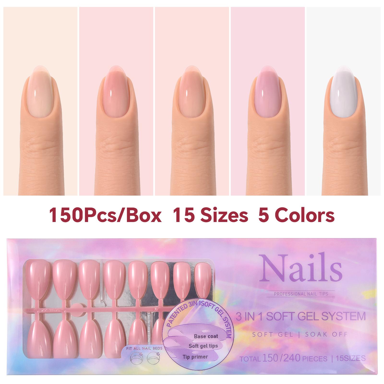 

150 шт., накладные ногти телесного цвета, балетные, полностью покрывающие искусственные ногти, многоразмерные накладные ногти, многоразовые аксессуары для самостоятельного изготовления ногтей