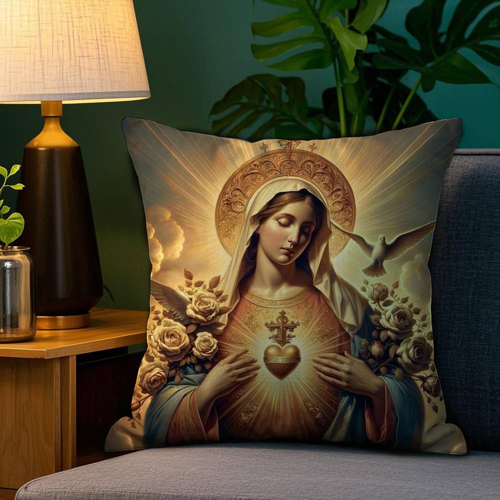 S-Sacred Aesthetic Art Pillow Case Plush Linen Soft Double Sided Printed Design Throw Cushion Decorative Home