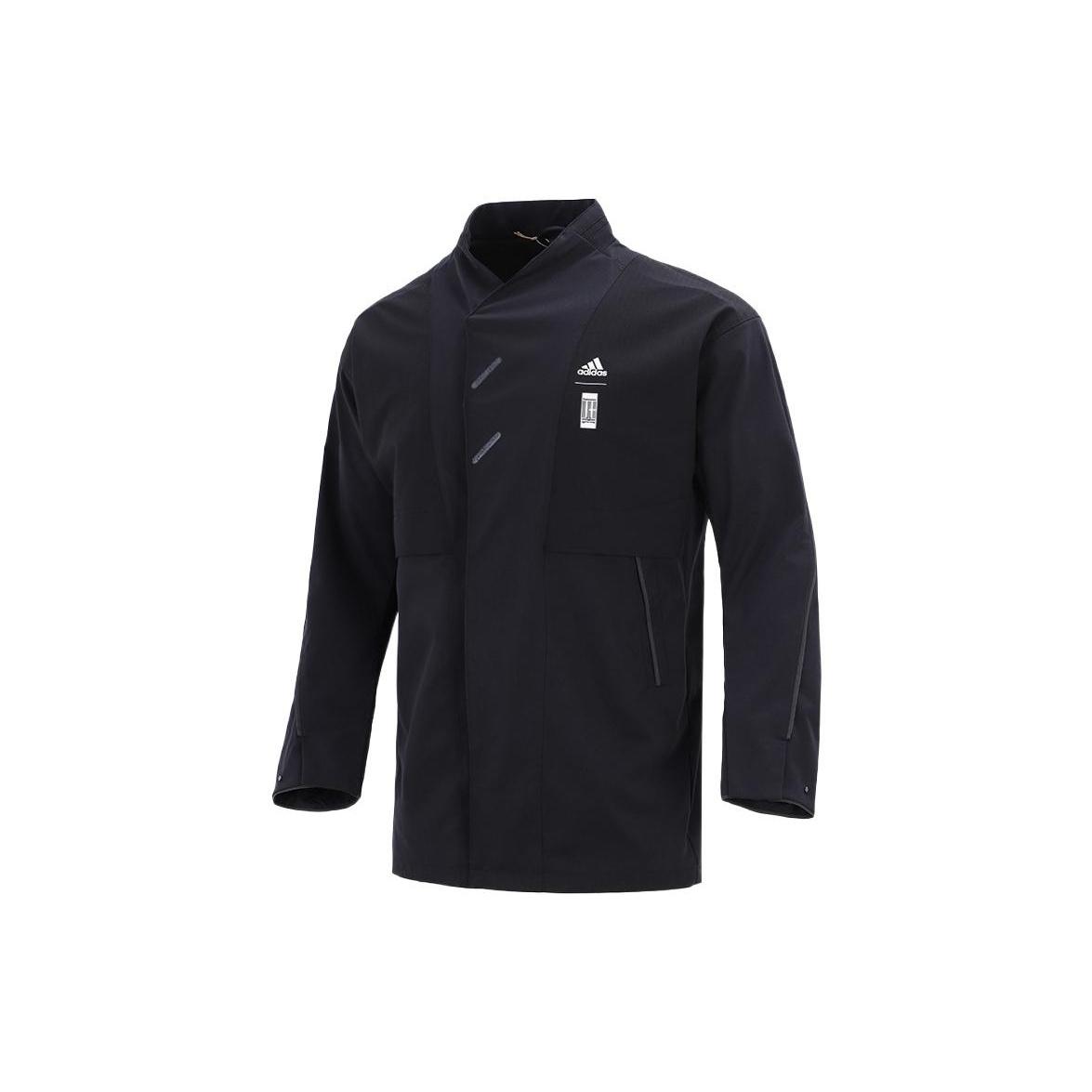Men s adidas Martial Arts Series Wj Xia Long Jkt Logo Printing Mid-Length Stand Collar Sports Jacket Black HE5121 L