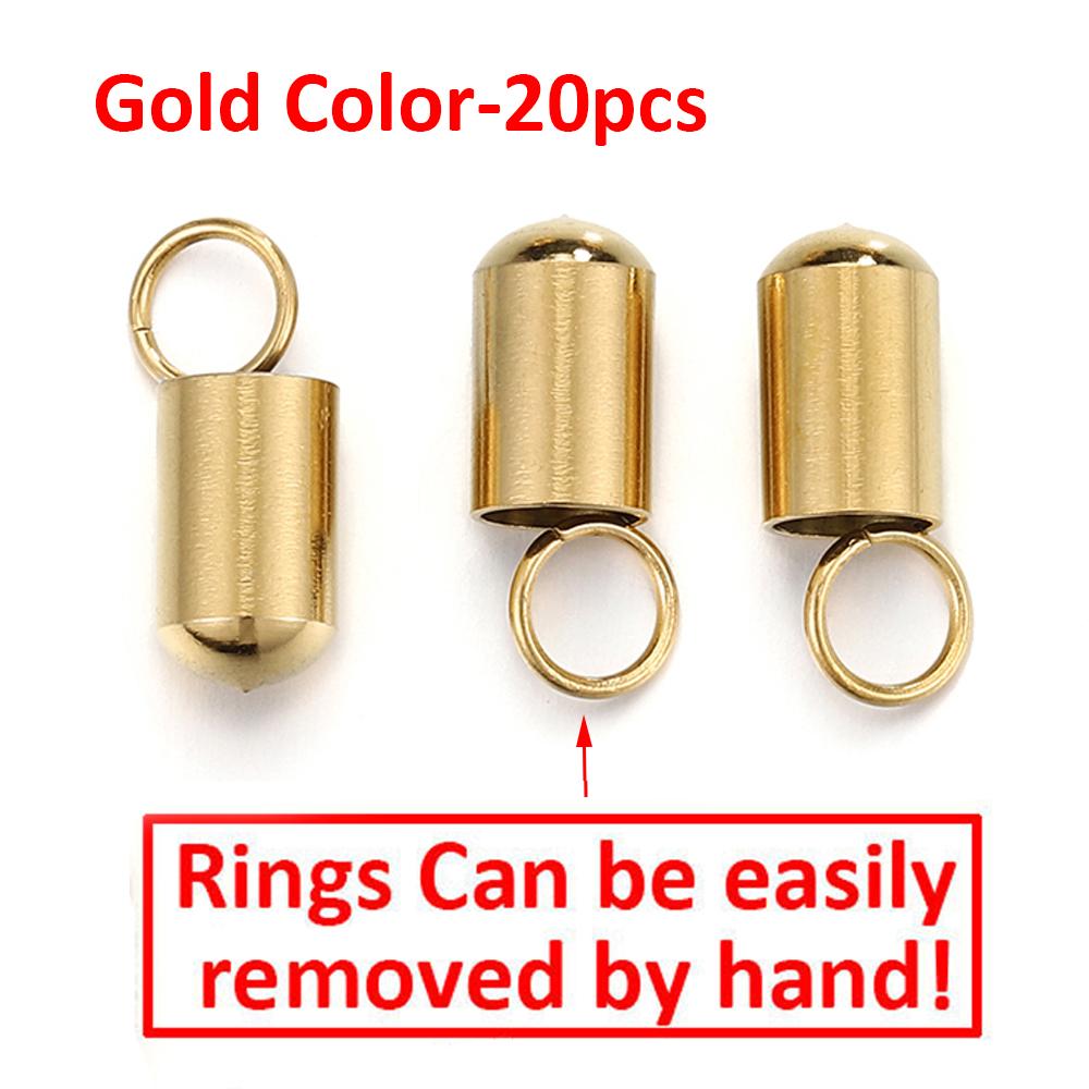 20-50pcs Gold Stainless Steel Leather End Caps Crimp Cord Wire Hole 2-5mm Crimp Clasps Fastener for Jewelry Making DIY