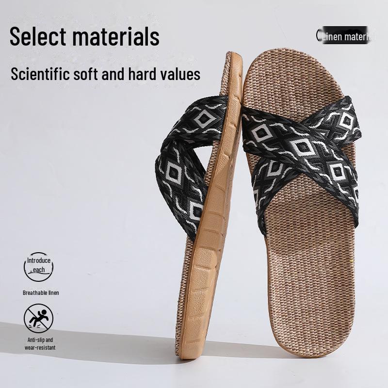 Linen Sandals: Breathable, Non-Slip Cotton Slippers for Women’s Indoor Summer Comfort