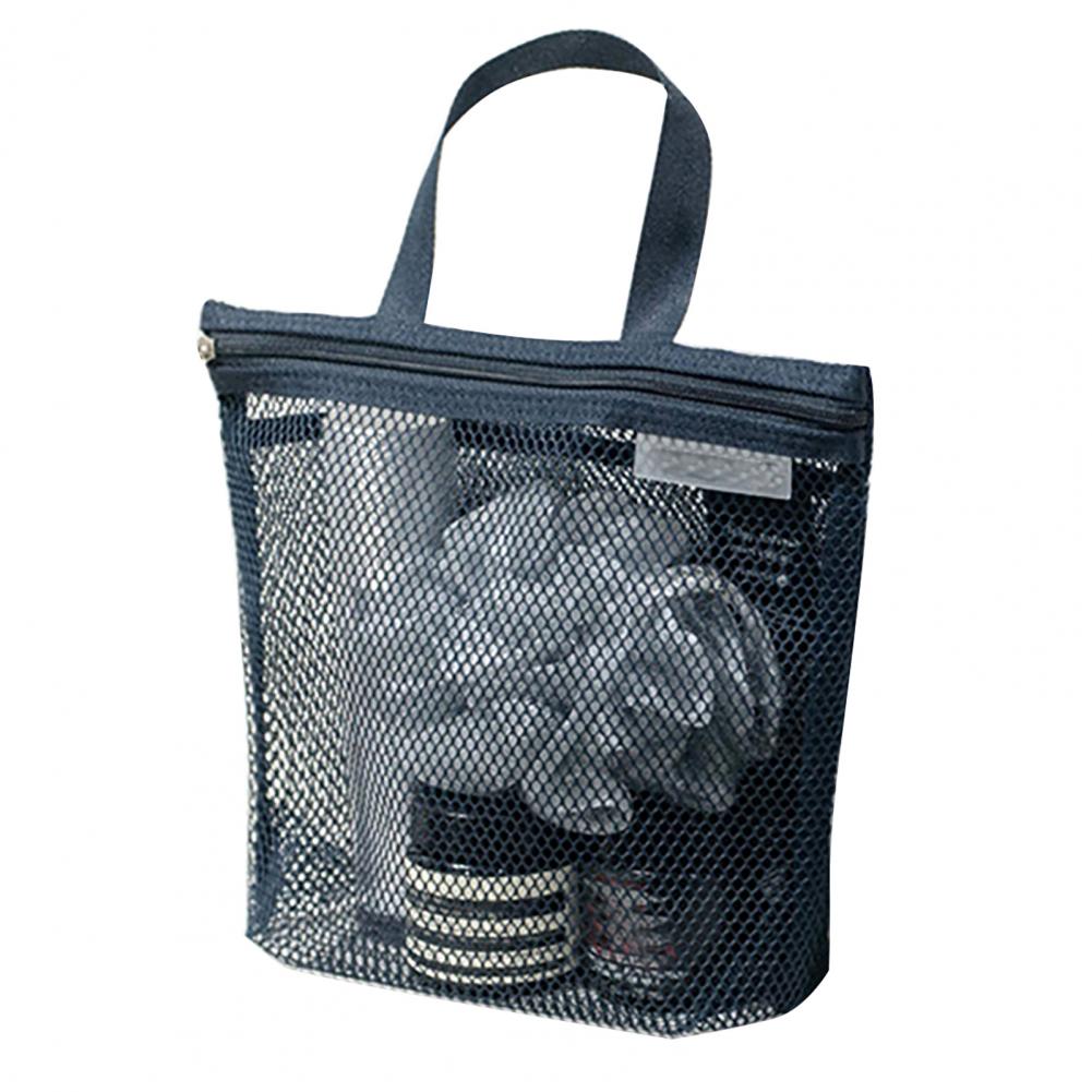 21*19.5cm Mesh Toiletry Bag With Handle Zipper Breathable Shower Travel Makeup Cosmetic Organizer Bag Beach Swimming Pool Tools
