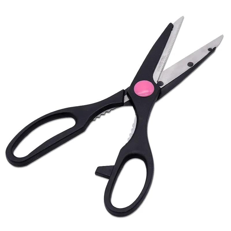 Stainless Steel Sharp Blade PP Effort Saving Handle Multi Functional Household Kitchen Scissors With Beer Bottle Opener
