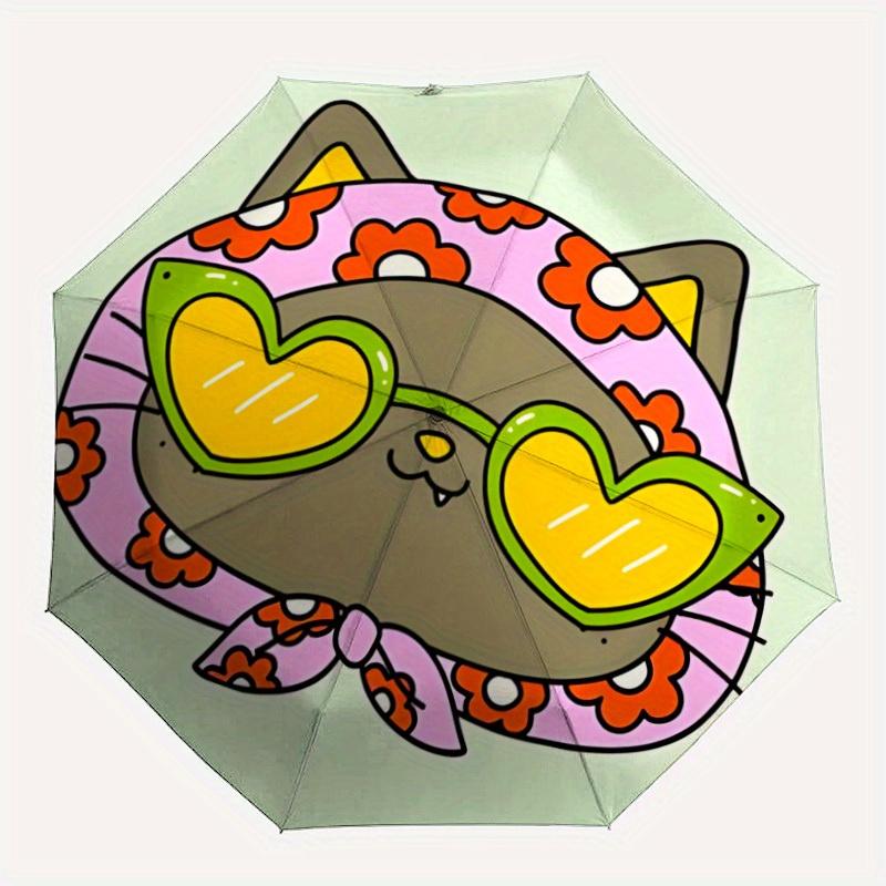 

1pc Heart Sunglasses CatAutomatic Folding Umbrella, Portable & Foldable Design with 8 Ribs, Casual Outdoor Accessory yy250804287