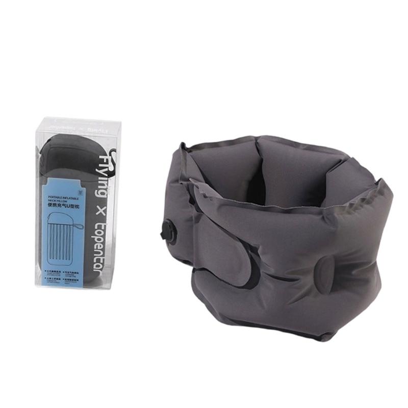 

Inflatable U Shape Travel Pillow With Cooling Fabric For Neck Support On Airplanes Offices And Home Use серый