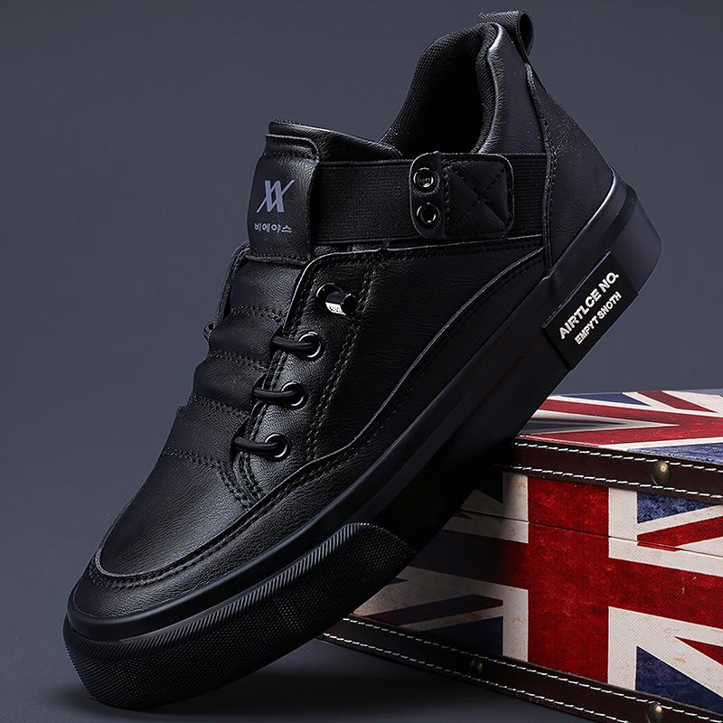 Spring New Men's Shoes Trendy and Versatile Fashion Casual Men's Leather Shoes Comfortable Flat Elastic Strap Men's Shoes