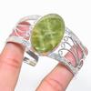 Natural Nephrite Gemstone 925 Sterling Silver Cuff Bangle Adjustable S3L82