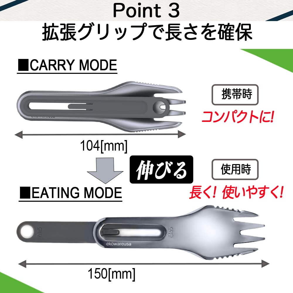 eko cutlery set Premium portable cutlery with mirror finish Extended grip ensures length Camping cutlery My cutlery Outdoor (fork & spoon)