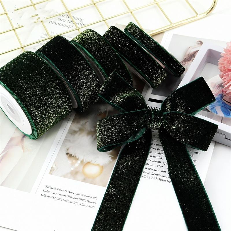 5 yardů zelená sametová stuha pro ručně vyráběné dárkové balicí potřeby domácí párty vánoční dekorace