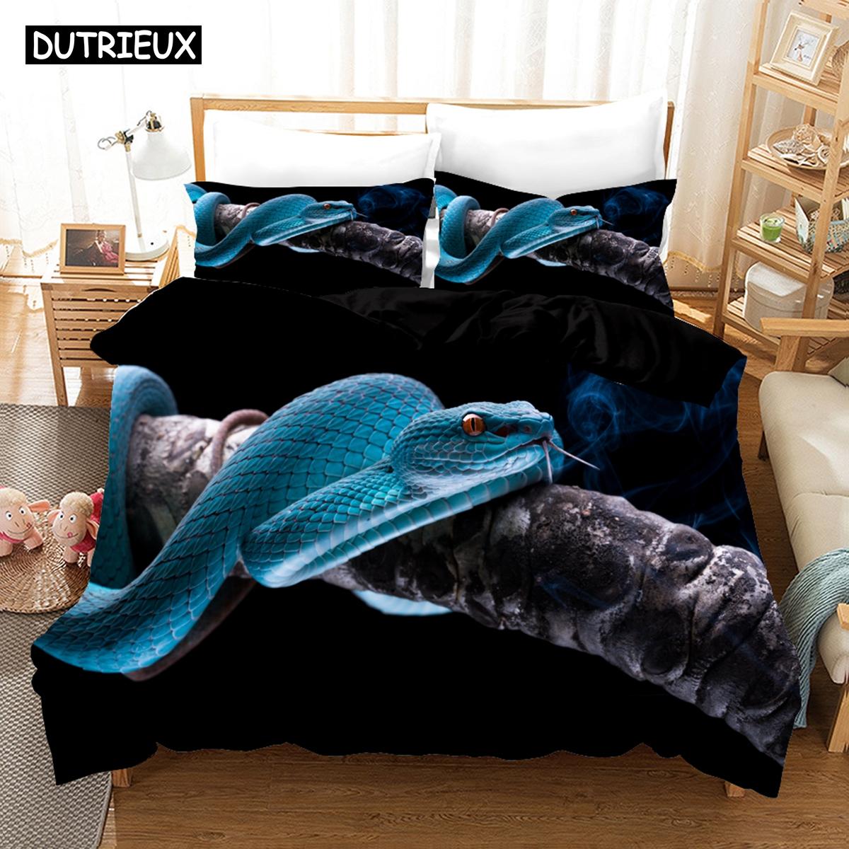 

3D Ophidian Duvet Cover Set With Pillowcase Twin Full Queen King Size Soft Bed Linen Bedding Sets EU single(135x200cm)