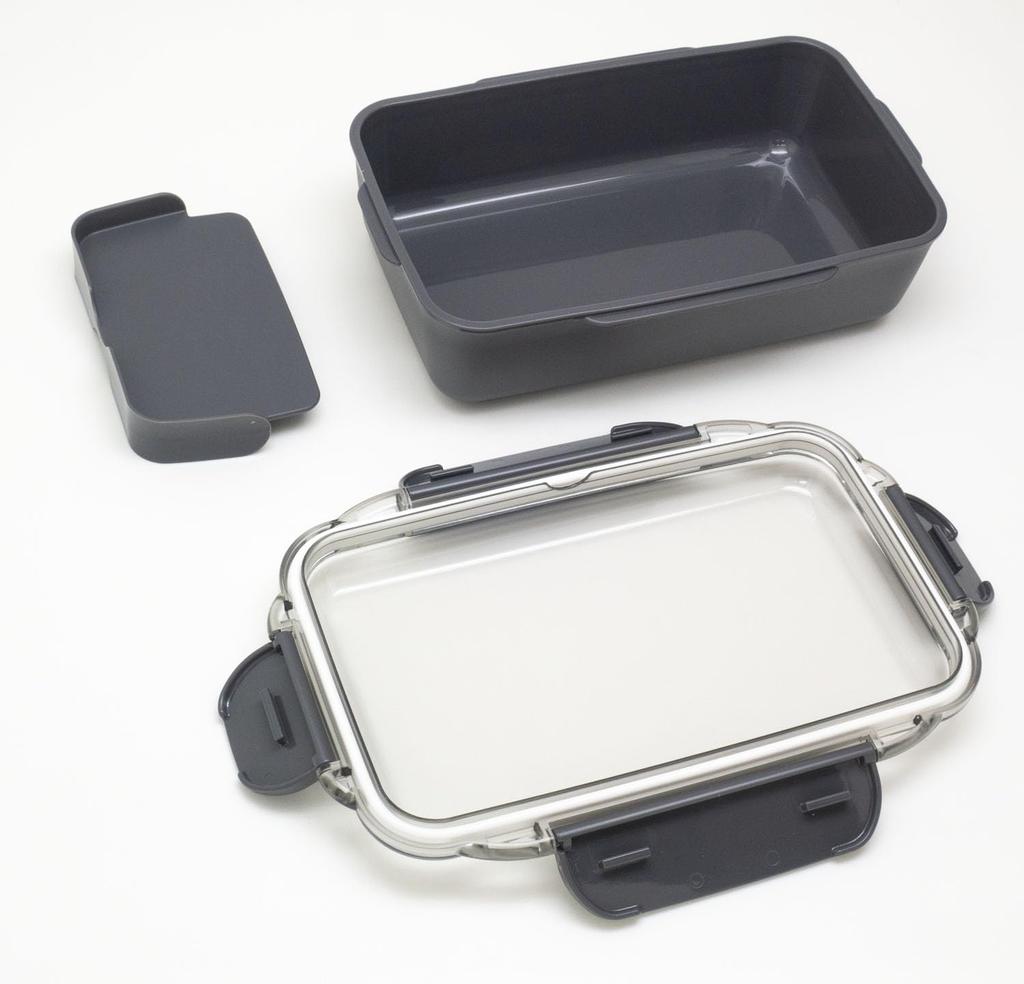 OSK Bento Box with Calm Color CMC Made in Dishwasher and Microwave Dividers, 900ml, Charcoal, No.3, Japan, Antibacterial, Safe, PCD-900