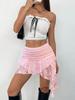 Women's Y2K Lace Mini Skirt Low Rise Pleated Ruffle Asymmetric Layered Fairy Skirt